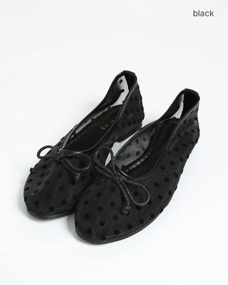 Ribbon Dot Organza Flat Shoes