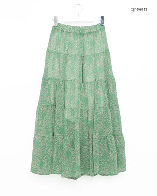 Floral lace tiered long skirt