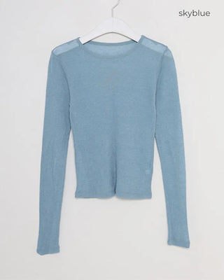 Round neck sheer long T-shirt