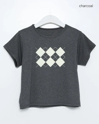 Argyle print short-sleeve T-shirt