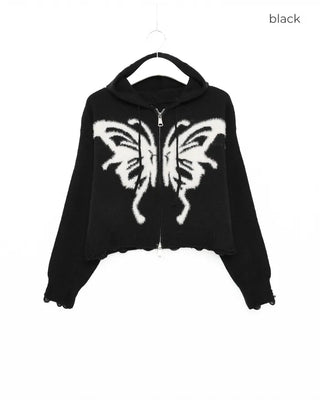 Butterfly knit zip-up