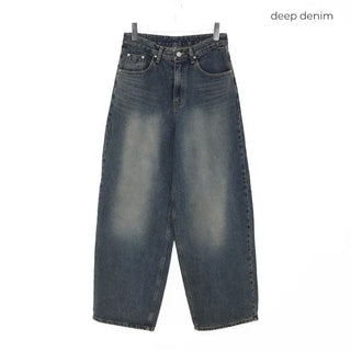 Balloon silhouette denim pants