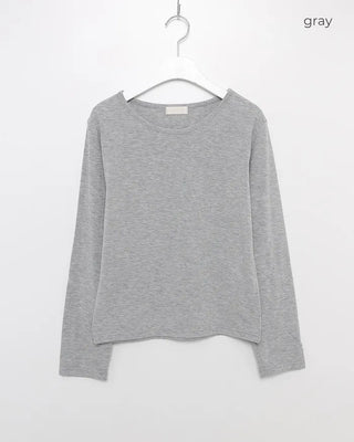 Brushed Cotton Loose Long-Sleeve T-Shirt