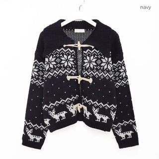 Nordic pattern duffel cardigan