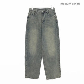 Vintage Wash Wide Denim Pants