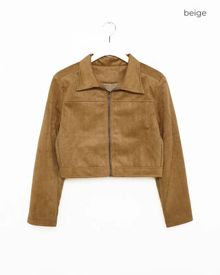 Suede cropped jacket