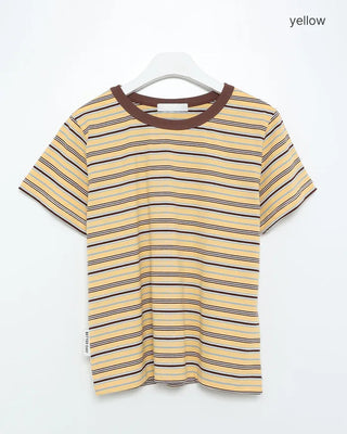 Multi-stripe half-sleeve T-shirt