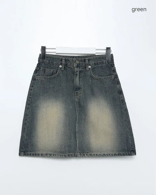 A-line denim mini skirt