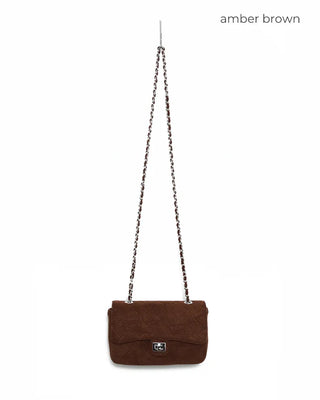 Square chain suede bag