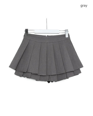 Double pleated mini skirt