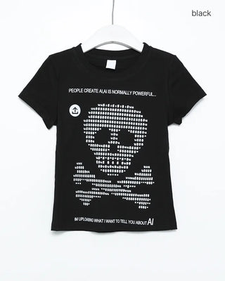 Money Skull Semi-Cropped Half T-Shirt