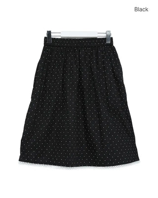 Vintage polka dot shirred midi skirt