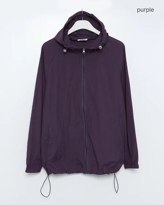 Zip-up hooded windbreaker