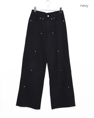 Side Yoke Wide Cotton Pants