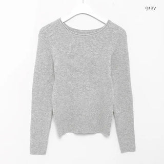Wool ribbed neckline knit