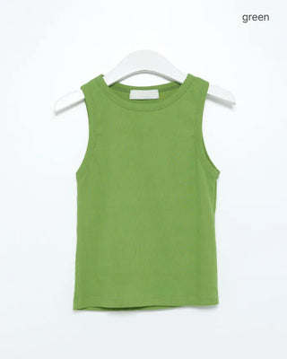 Deep neck ribbed tank top