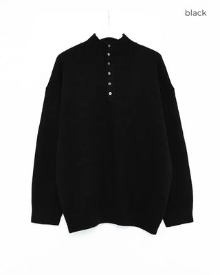 Henley neck wool knit