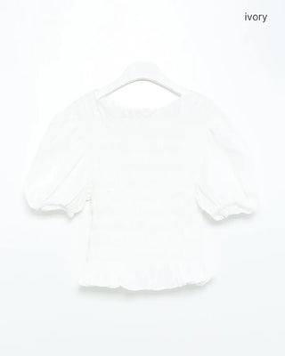 Smoked Frill Puff Blouse