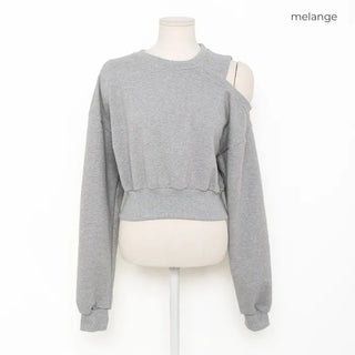 One-off shoulder cropped sweatshirt
