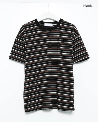 Multi-striped short-sleeved T-shirt