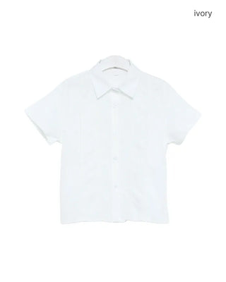 Lace-detail short-sleeved blouse