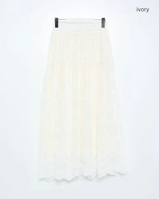 Lace detail long skirt