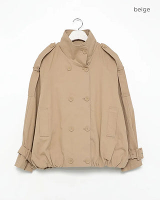 High-neck short trench coat
