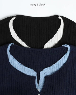 Color Layered Rib Cardigan