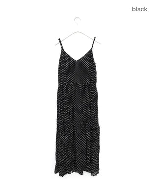 V-neck polka dot long dress