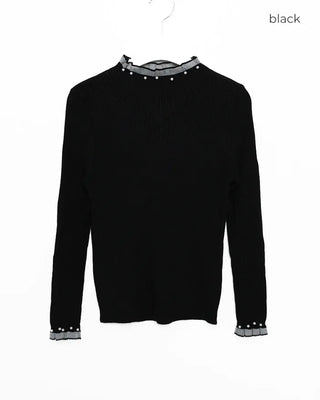 Pearl lace detail knit