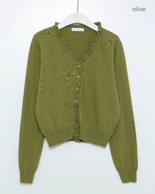 Frill knit cardigan