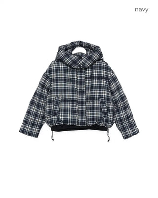 Checked Hooded Down Jacket