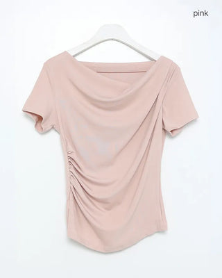 Asymmetrical Drape Short-Sleeve T-Shirt