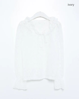 Frill neck sheer blouse