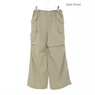 Waist drawstring cargo parachute pants