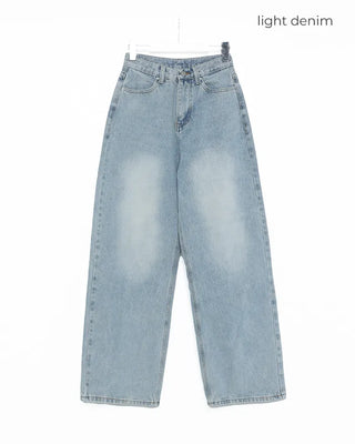 Wide-leg denim jeans with rear pockets