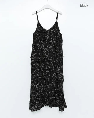 Wrinkle Dot Frill Long Dress