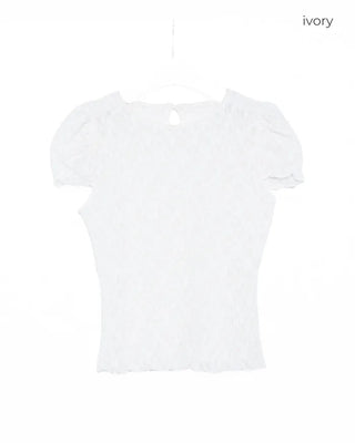 Puff lace see-through T-shirt