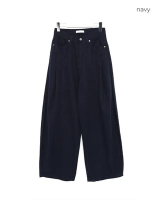 Unique yoke tuck balloon cotton pants