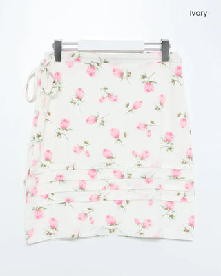 Vintage rose pattern midi skirt