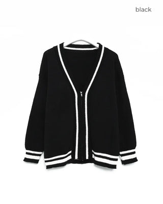 Two-tone cardigan and shorts set