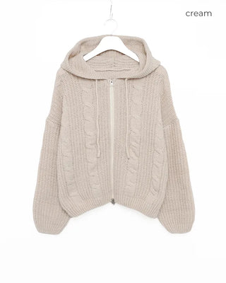 Hooded knit zip-up