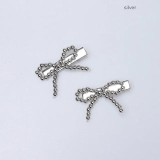 Silver ribbon hair clip