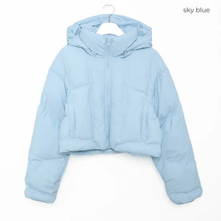 Colorful Hooded Cropped Padded Jumper