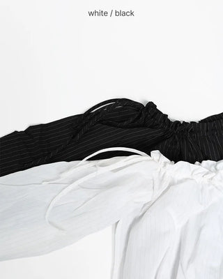 Shirred off-shoulder blouse with frill detail