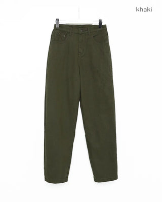 Side-tucked white cotton pants