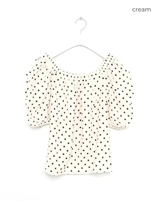 Polka Dot Banding Off-Shoulder Blouse