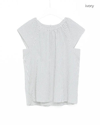 Cap-sleeve striped blouse