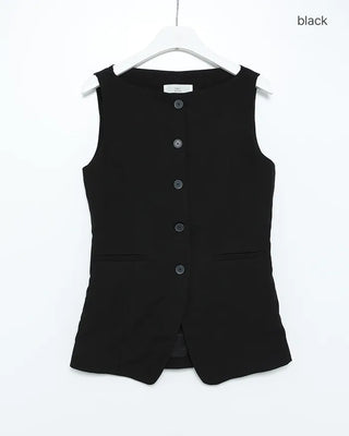 Boat neck linen vest