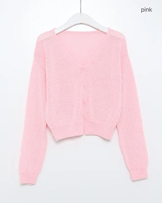 See-through V-neck cardigan